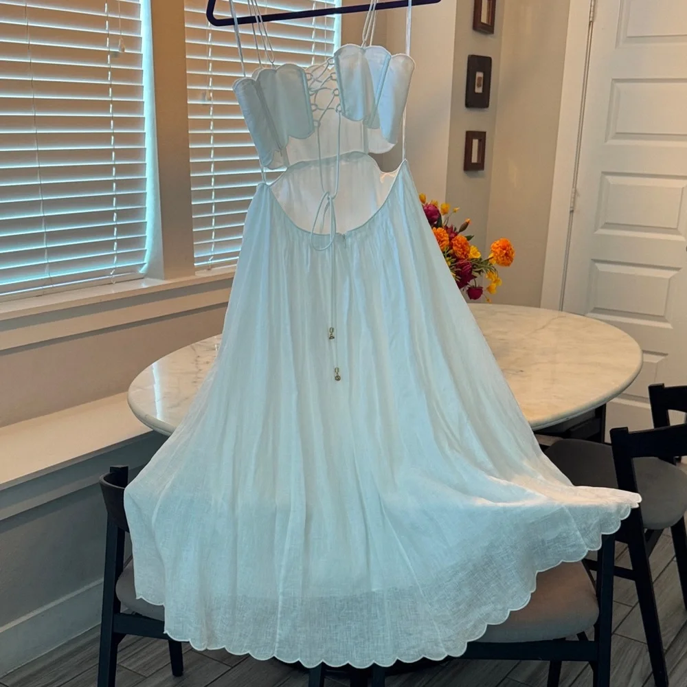 Zimmermann Rhiannon Scalloped Linen Midi Dress - Picture 13 of 15